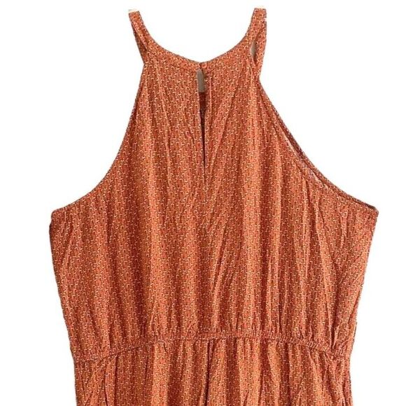 Old Navy Floral Halter Maxi Dress XXL Orange Sleeveless Tiered Flowy - Picture 9 of 12
